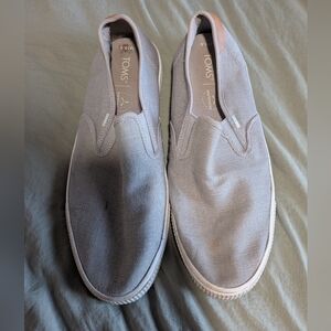 TOMS Men's Gray Canvas Slip On Shoes Size 10.5 Casual Comfort